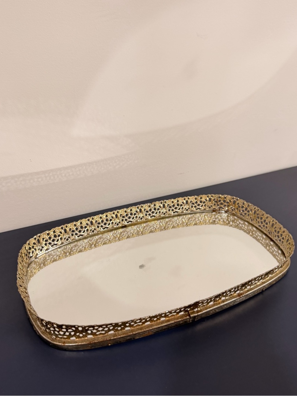 Gold Filigree Decorative Vanity Tray - Elegant Home Bath Accessory